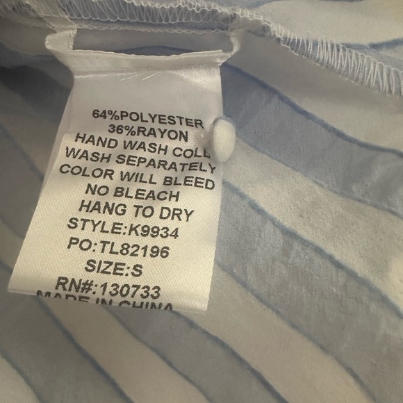 Umgee Light Blue and White Striped Button-Up Shirt - Picture 8 of 8